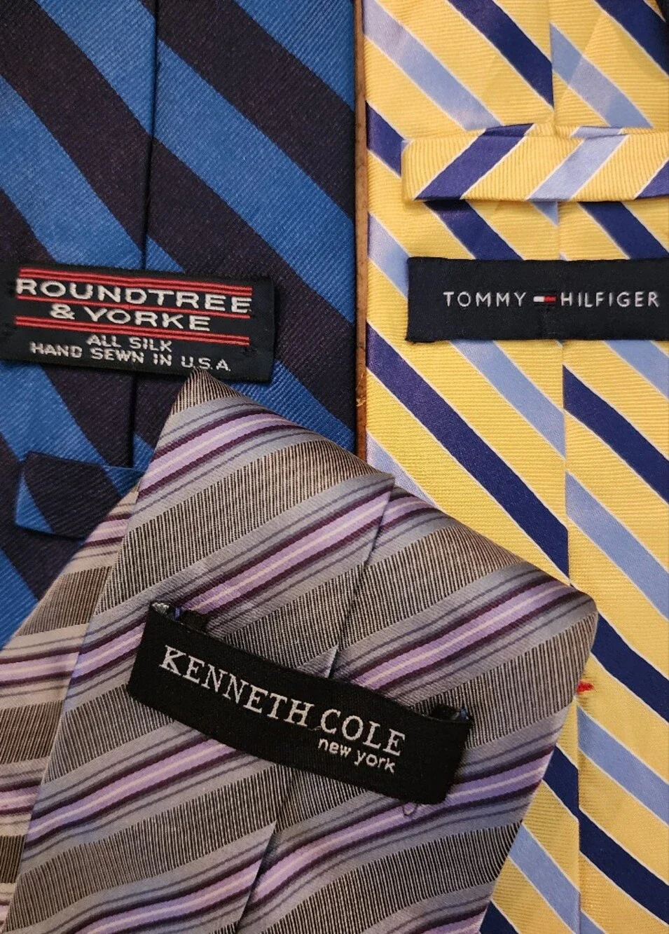 4pc Men’s Tie Lot TOMMY HILFIGER Kenneth Cole Roundtree & Yorke Silk Vintage
